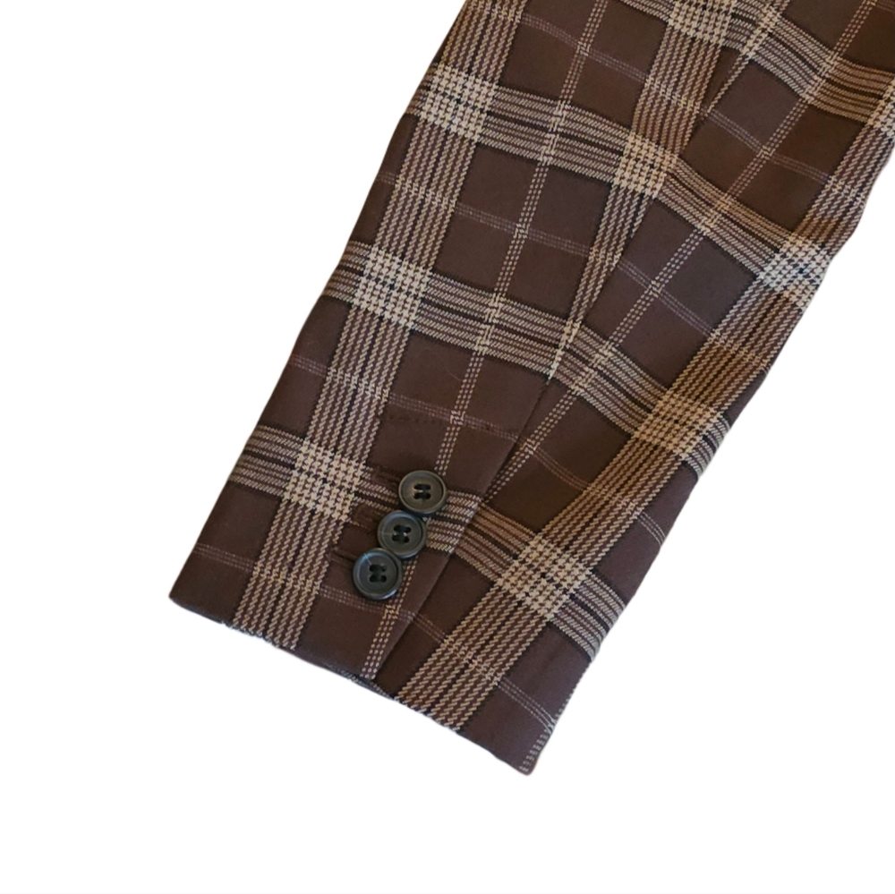 Treasure & Bond Brown Plaid Blazer Button Front Small - Picture 4 of 5